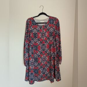 Paper Crown Red and Blue Patterned Dress Size M